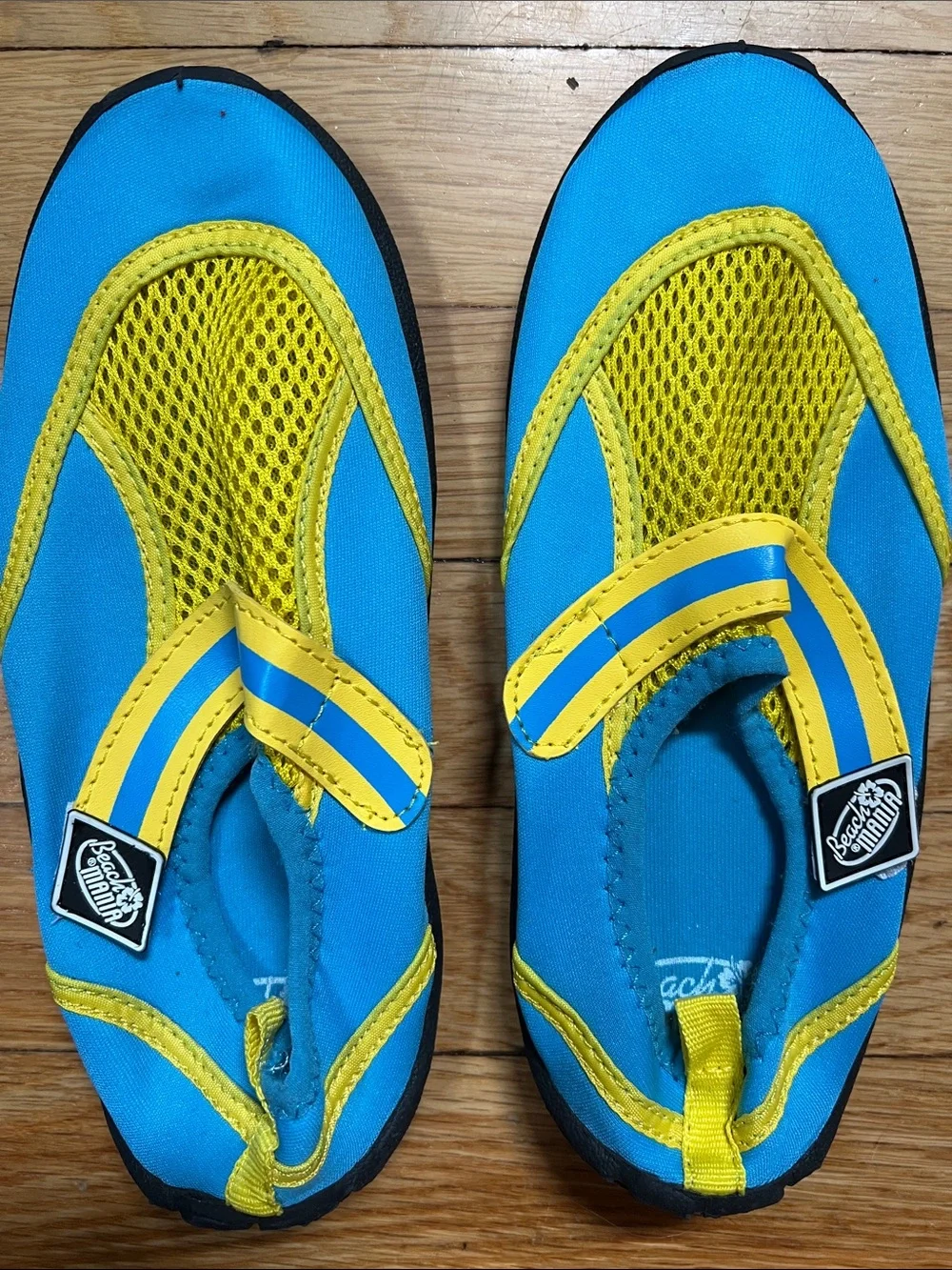 Children's Blue and Yellow Quick-Dry Water Shoes with Secure Strap